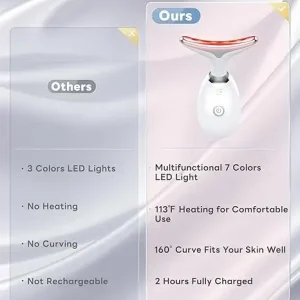 Winter Sale 7 Color Light Based Facial and Neck Massager – Face Massager Tool for Skin Care at Home, Glossy White 9 7 Color Light Based Facial and Neck Massager – Face Massager Tool for Skin Care at Home, Glossy White