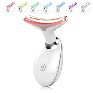 7 Color Light Based Facial and Neck Massager – Face Massager Tool for Skin Care at Home, Glossy White
