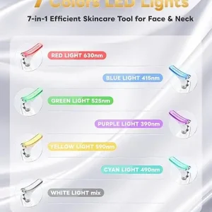 Winter Sale 7 Color Light Based Facial and Neck Massager – Face Massager Tool for Skin Care at Home, Glossy White 8 7 Color Light Based Facial and Neck Massager – Face Massager Tool for Skin Care at Home, Glossy White