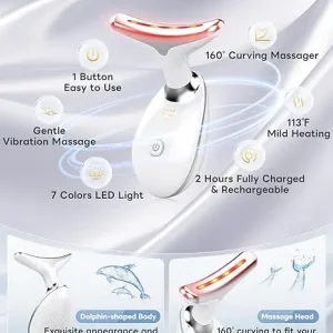 Winter Sale 7 Color Light Based Facial and Neck Massager – Face Massager Tool for Skin Care at Home, Glossy White 12 7 Color Light Based Facial and Neck Massager – Face Massager Tool for Skin Care at Home, Glossy White
