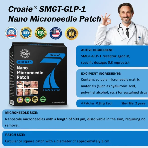 CROAIE Nano Microneedle Patch with SMGT-GLP-1 & Matrixyl 3000 – Slimming